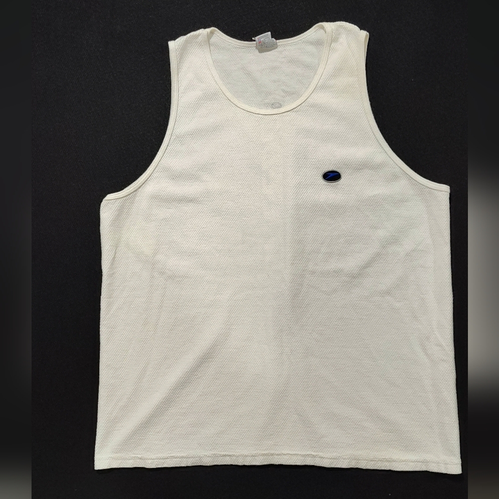 Vintage 90s SPEEDO Men's White Tank Top Gym Shirt XL, 1998, Made In The USA
